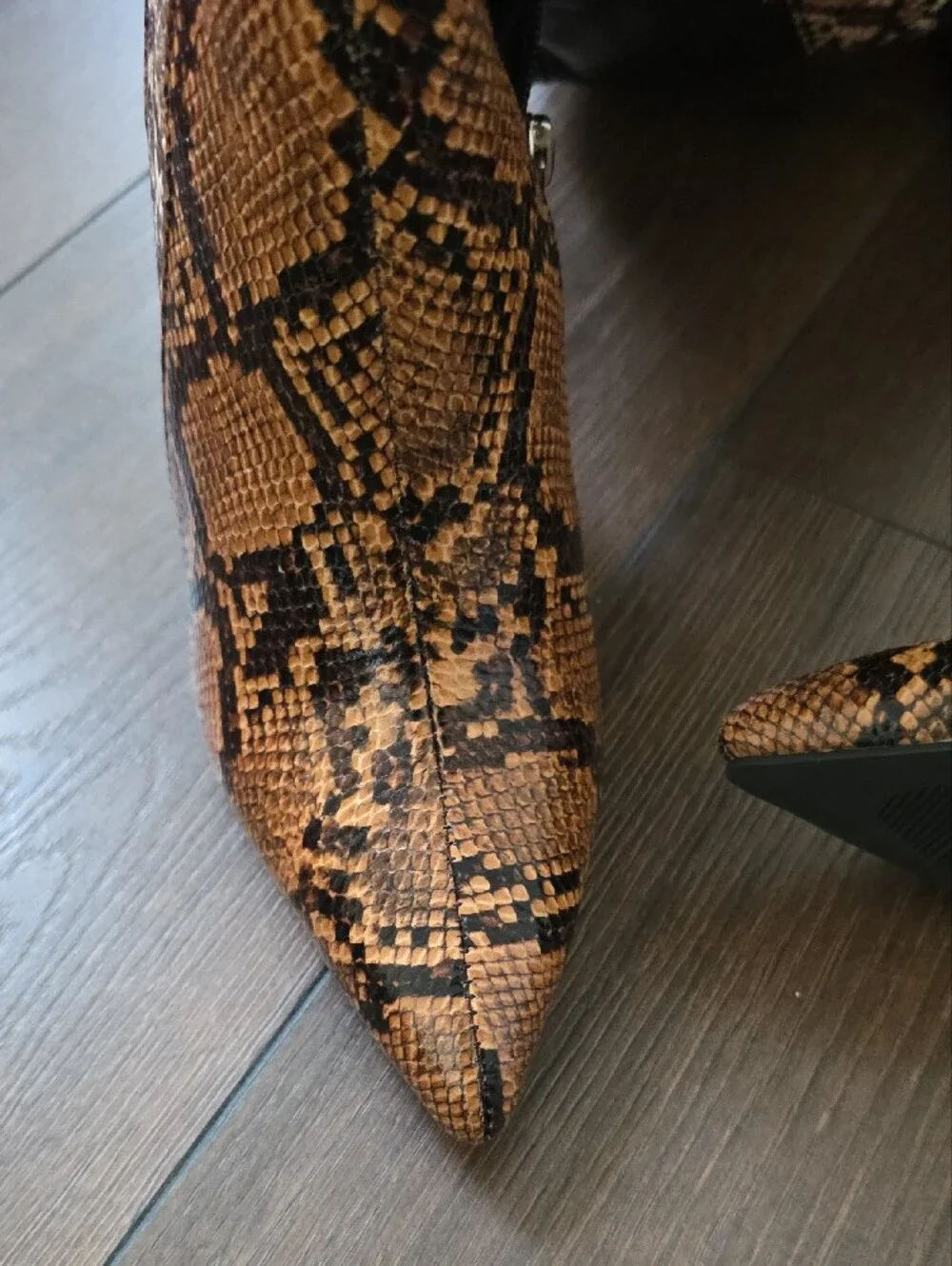 Akira Over-the-Knee Snake‎ Print and Black Block Heel Boots NWT
